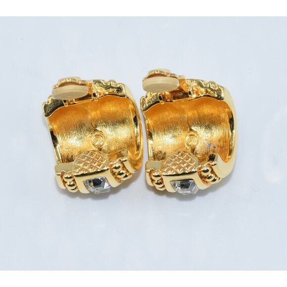 Swarovski Swan Crystal Pave Half Hoops Clip-On Earrings - Picture 4 of 6